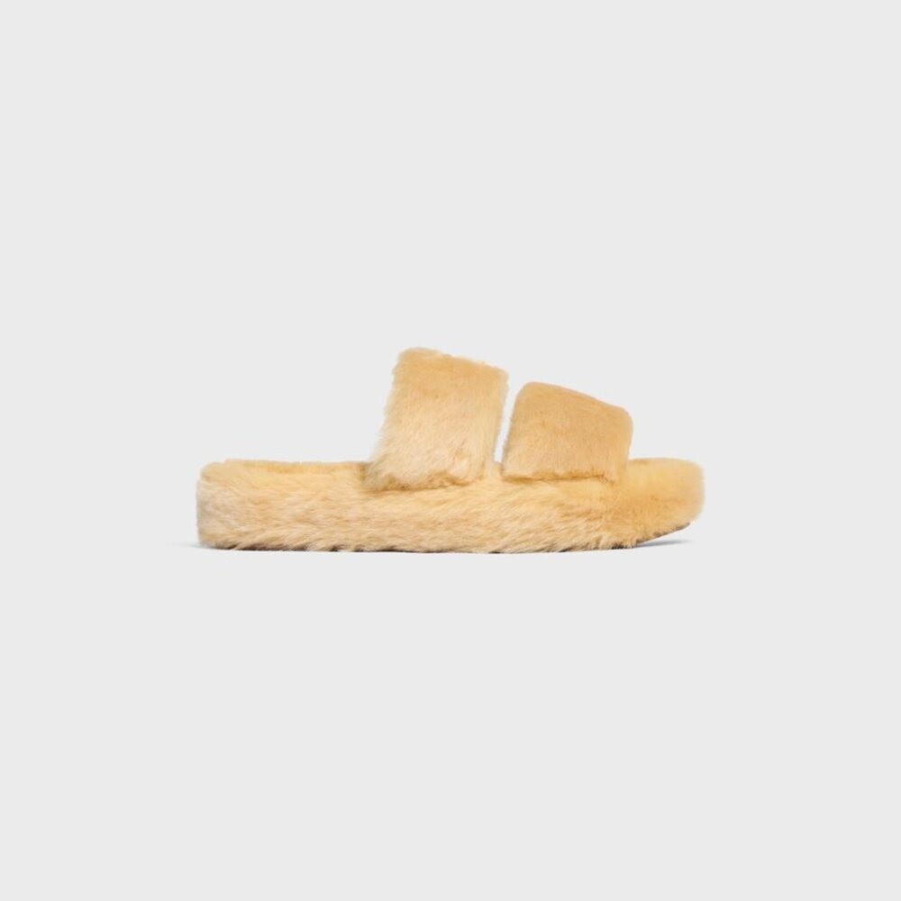 Celine Triomphe Shearling Slides IT 38 Women